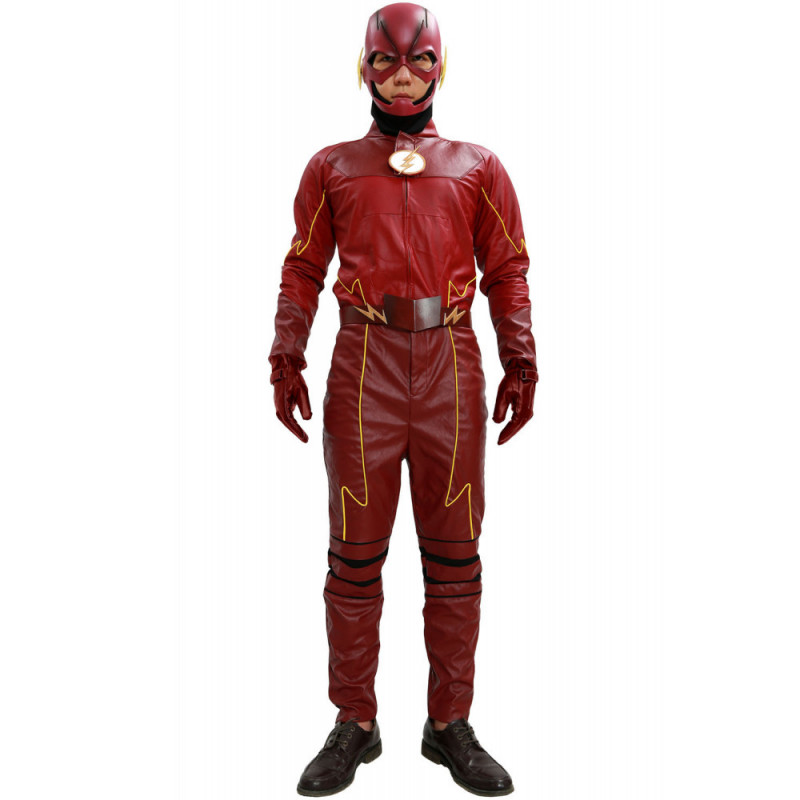 The Flash Costume Season 2 Suit Deluxe Red Leather Outfit With Chest ...