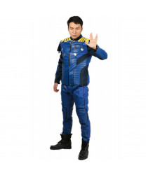 The Hot Movie Star Trek Beyond Captain James T. Kirk Starfleet PU Blue Costume Captain Kirk Cosplay Costume