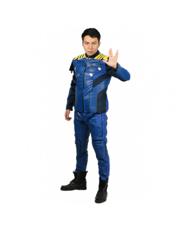 The Hot Movie Star Trek Beyond Captain James T. Kirk Starfleet PU Blue Costume Captain Kirk Cosplay Costume