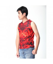 The Hunger Games 2 Catching Fire Movie Cosplay Costume Adult Red Shirt For Men