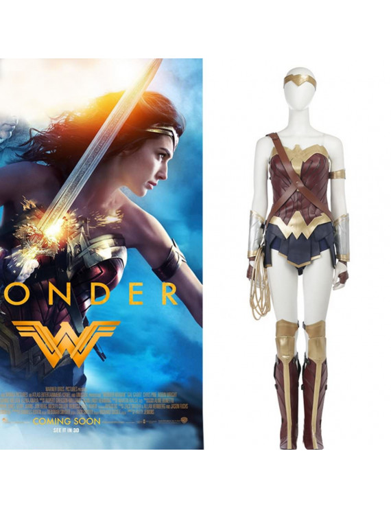 Wonder Woman PU Leather Sleeveless Cosplay Costume