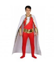 DC Comics Captain Marvel Shazam Costume Skin-tight Full Bodysuit Zentai Shazam Cosplay Costume