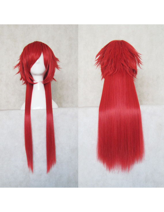 Black Butler Grell Sutcliff Cosplay Wigs Long Straight Red Party Wig 100cm