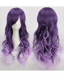 Long Wavy Purple Ombre Heat Resistant Fiber Side Bang Cosplay Wig