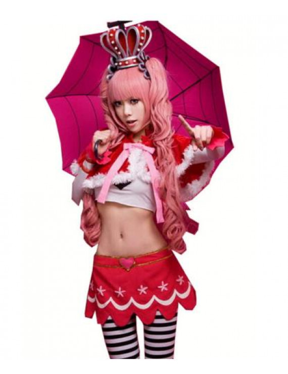 One Piece Perona Cosplay Wig Pink Long Wavy Ponytail Party Wigs