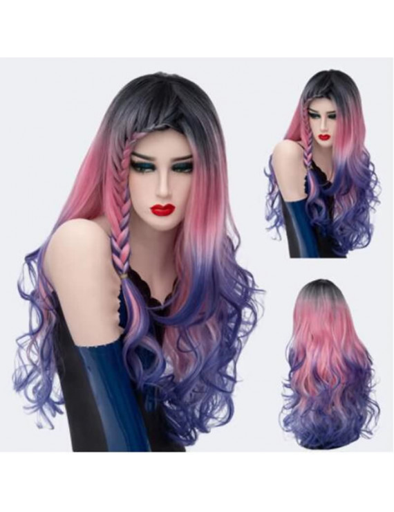 Long Wavy Side Braid Bang Layered Wavy Lolita Wig