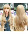 Light Blonde Long Wavy Layered Wavy Lolita Wig Full Bang