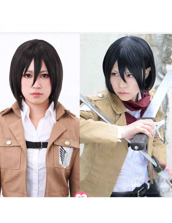 Attack on Titan Mikasa Ackerman Black Short Anime Cosplay Wigs