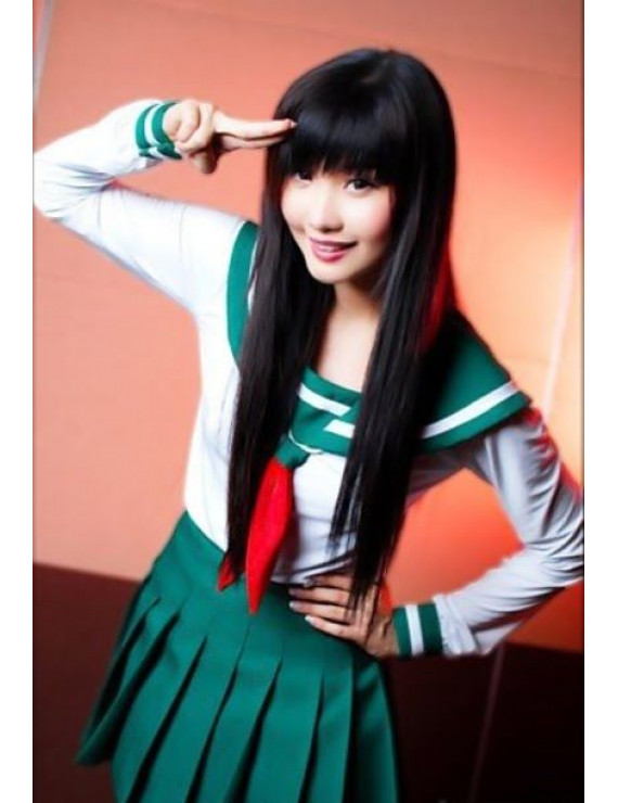 Inuyasha Higurashi Kagome Long Straight Black Cosplay Wig