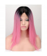 Lace Front Ombre Wigs Short Straight Bob Synthetic Hair Lolita Wig 
