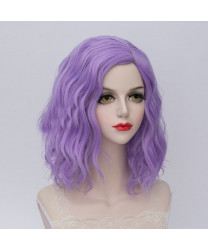 Short Light Purple Curly Heat Resistant Anime Party Cosplay Wig