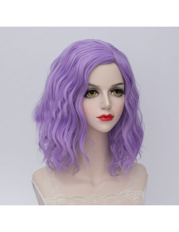 Short Light Purple Curly Heat Resistant Anime Party Cosplay Wig