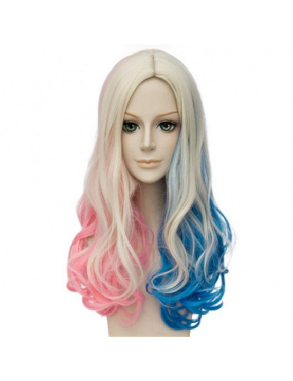Suicide Squad Harley Quinn Red Blue Mixed Color Cosplay Wigs