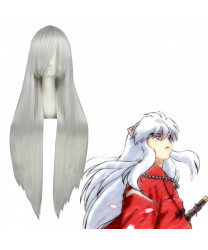 Inuyasha Inuyasha Long silver Cosplay Wig with Ears 100 cm