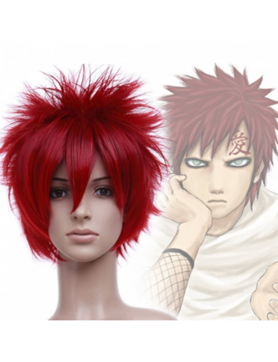 Naruto Sabaku No Gaara Short Wine Red Cosplay Wig