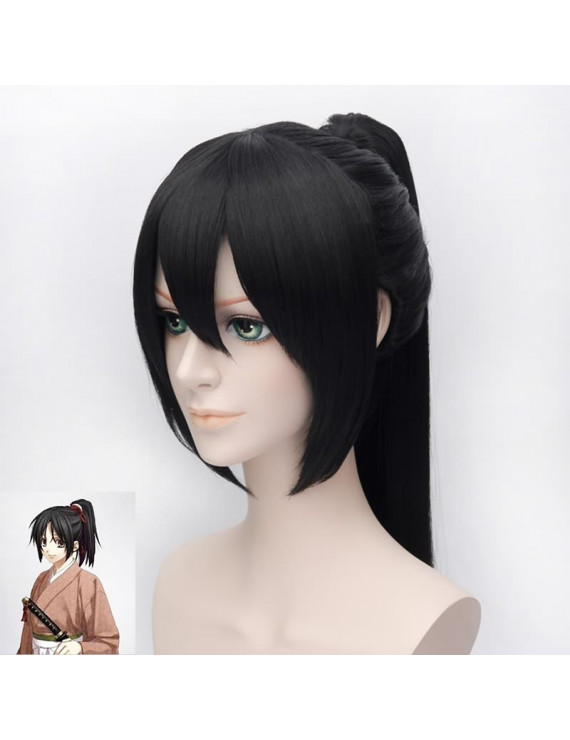 Hakuouki Yukimura Chizuru Yukimura Jiziru 60cm Ponytail Black Cosplay Wig