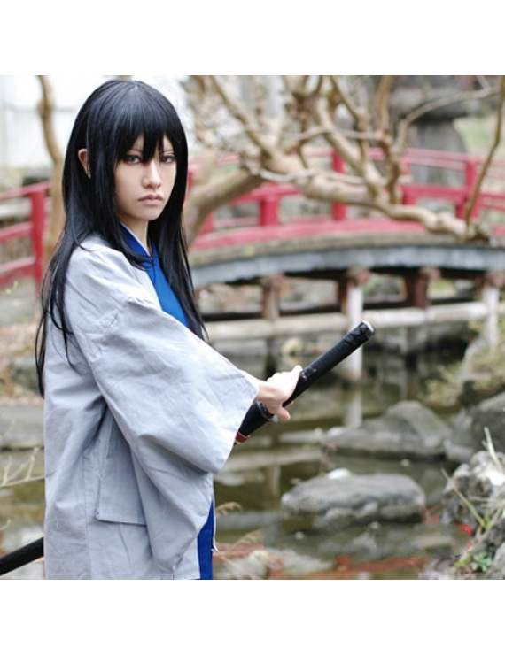 Gintama Katsura Kotarou Long Black Straight Cosplay Wig