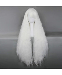 Heat Resistant Fiber Long Afro Curly White Lolita Wig 