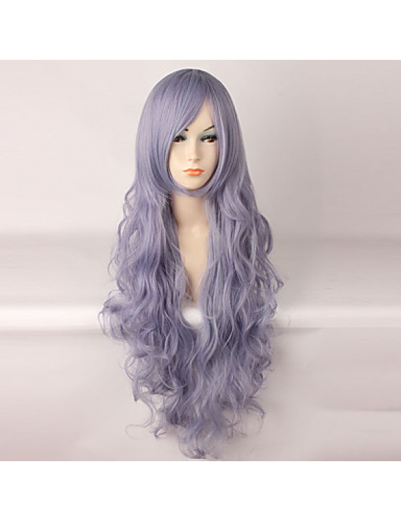 Light Purple Long Wavy Lolita Wig Heat Resistant Fiber Full Wigs