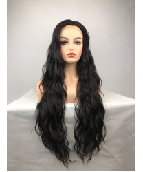 Black Long Curly Heat Resistant Fiber Lace Front Lolita Wig 