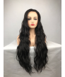 Black Long Curly Heat Resistant Fiber Lace Front Lolita Wig 