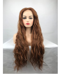 Light Brown Long Curly Heat Resistant Fiber Lace Front Lolita Wig