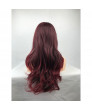 Dark Red Long Wavy Heat Resistant Fiber Lace Front Lolita Wigs