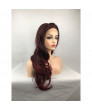 Dark Red Long Wavy Heat Resistant Fiber Lace Front Lolita Wigs