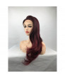 Dark Red Long Wavy Heat Resistant Fiber Lace Front Lolita Wigs