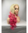 Long Wavy Blonde Pink Lace Front Synthetic Hair Lolita Ombre Wig