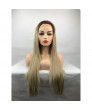 Light Blonde Long Curly Heat Resistant Fiber Lace Front Ombre Wig