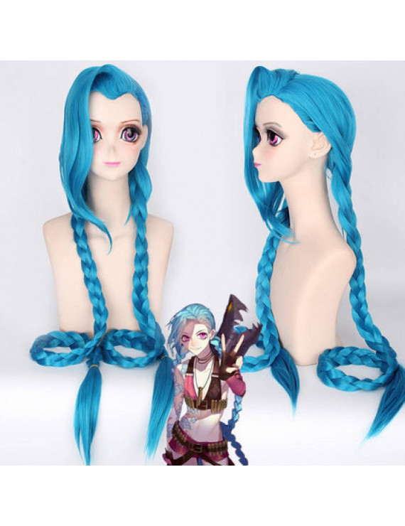 League of Legends LOL Loose Cannon Jinx Blue Cosplay Wig