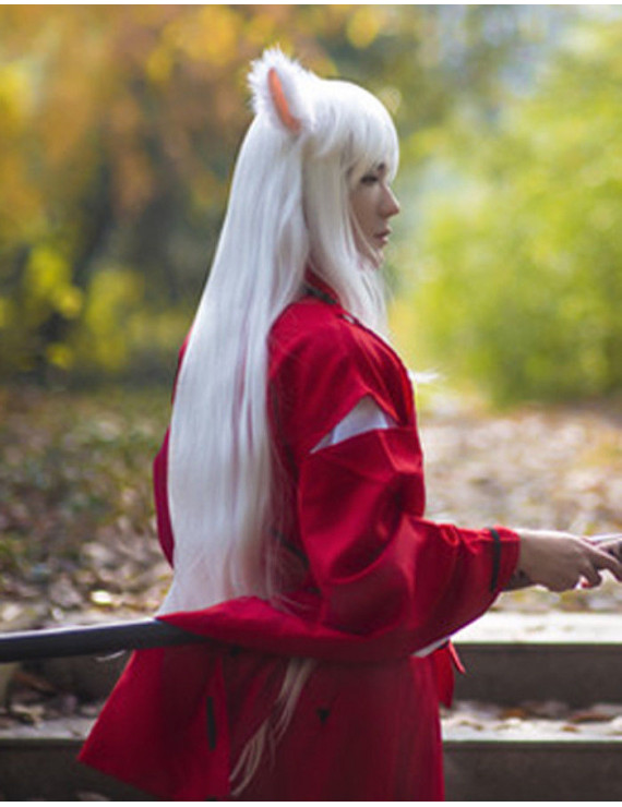 Inuyasha InuYasha Wig Long Straight White Cosplay Wig with Ears