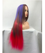 Long Straight Mixed Color Heat Resistant Fiber Party Wig