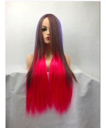 Long Straight Mixed Color Heat Resistant Fiber Party Wig