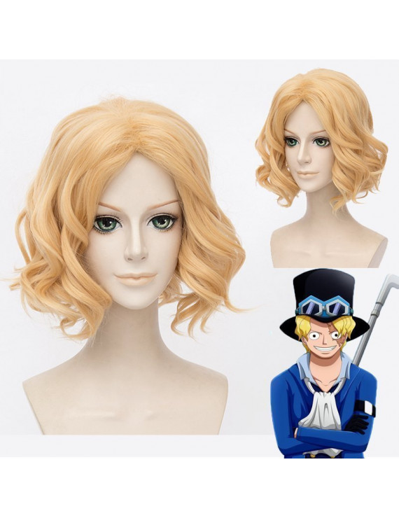 One Piece Sabo Short Golden Curly Cosplay Wig