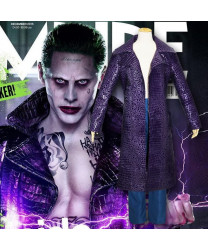 Suicide Squad Joker Jared Leto Purple Pu Coat Windbreaker Cosplay Costumes