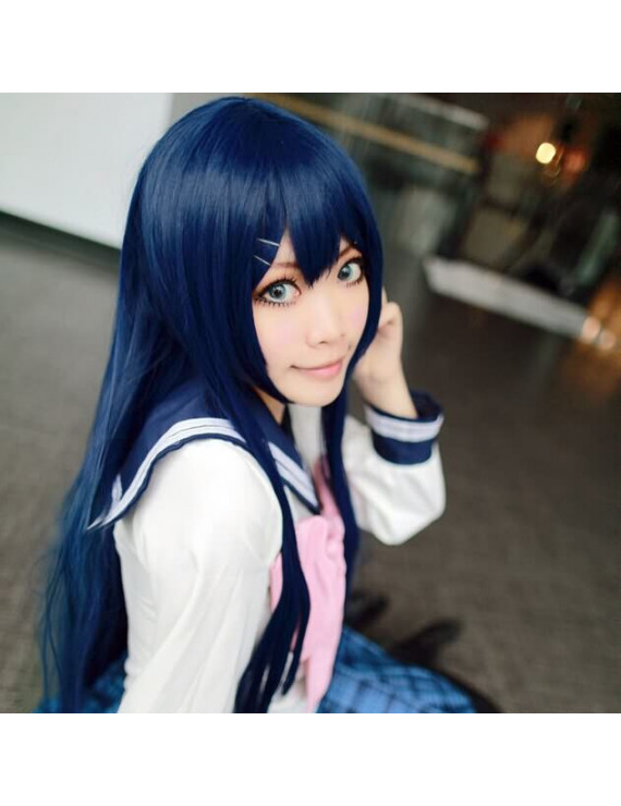 Dangan Ronpa Maizono Sayaka Navy Blue Black Cosplay Wig