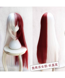 My Hero Academia Todoroki Shoto Long White Red Cosplay Hair Wig 