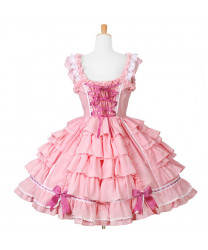 Pink Gothic Lolita Maid Dress Cosplay Costume