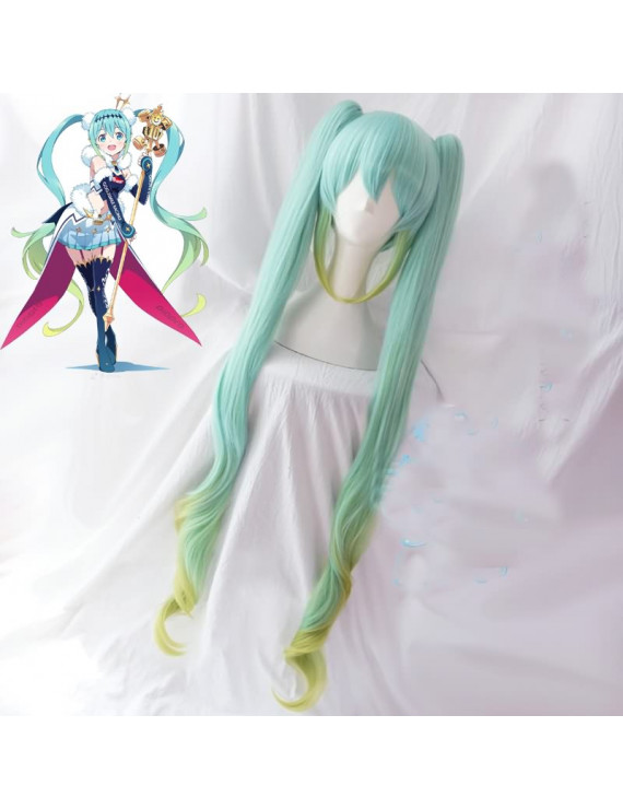 Vocaloid Racing Miku 2018 Ver. Blue Green Cosplay Wig