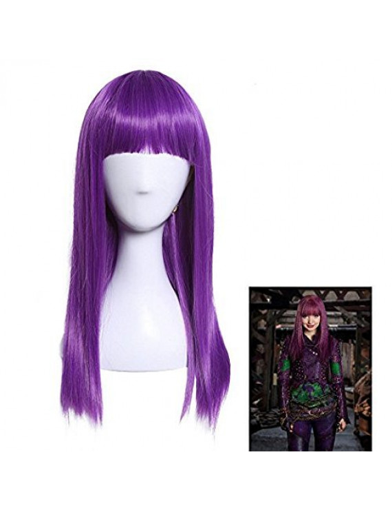 Descendants 2 Mal Purple Long Staight Cosplay Wig