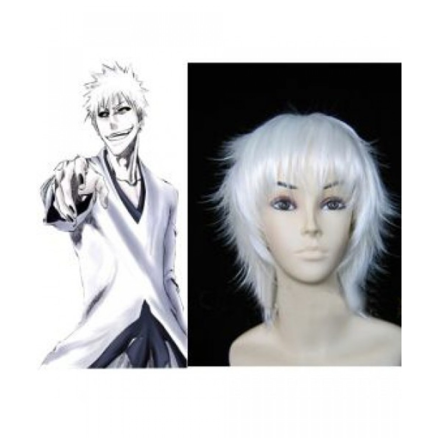 Heat Resistant Fiber Bleach Hollow Kurosaki Ichigo White Short Cosplay