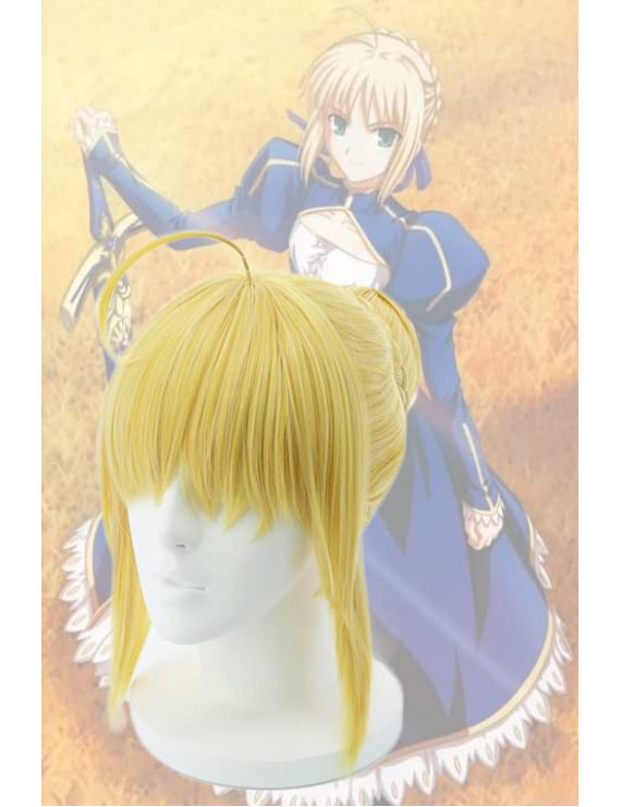 Fate Stay Night Saber Blonde Short Synthetic Hair Cosplay Wig
