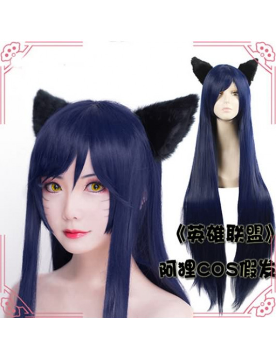 League of Legends LOL Ahri Blue Cosplay Wig 100 cm