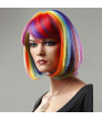 Short Multicolor Rainbow Straight BOB Cosplay Wig