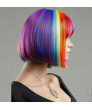 Short Multicolor Rainbow Straight BOB Cosplay Wig