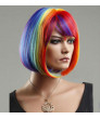 Short Multicolor Rainbow Straight BOB Cosplay Wig