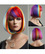 Short Multicolor Rainbow Straight BOB Cosplay Wig