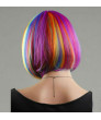 Short Multicolor Rainbow Straight BOB Cosplay Wig